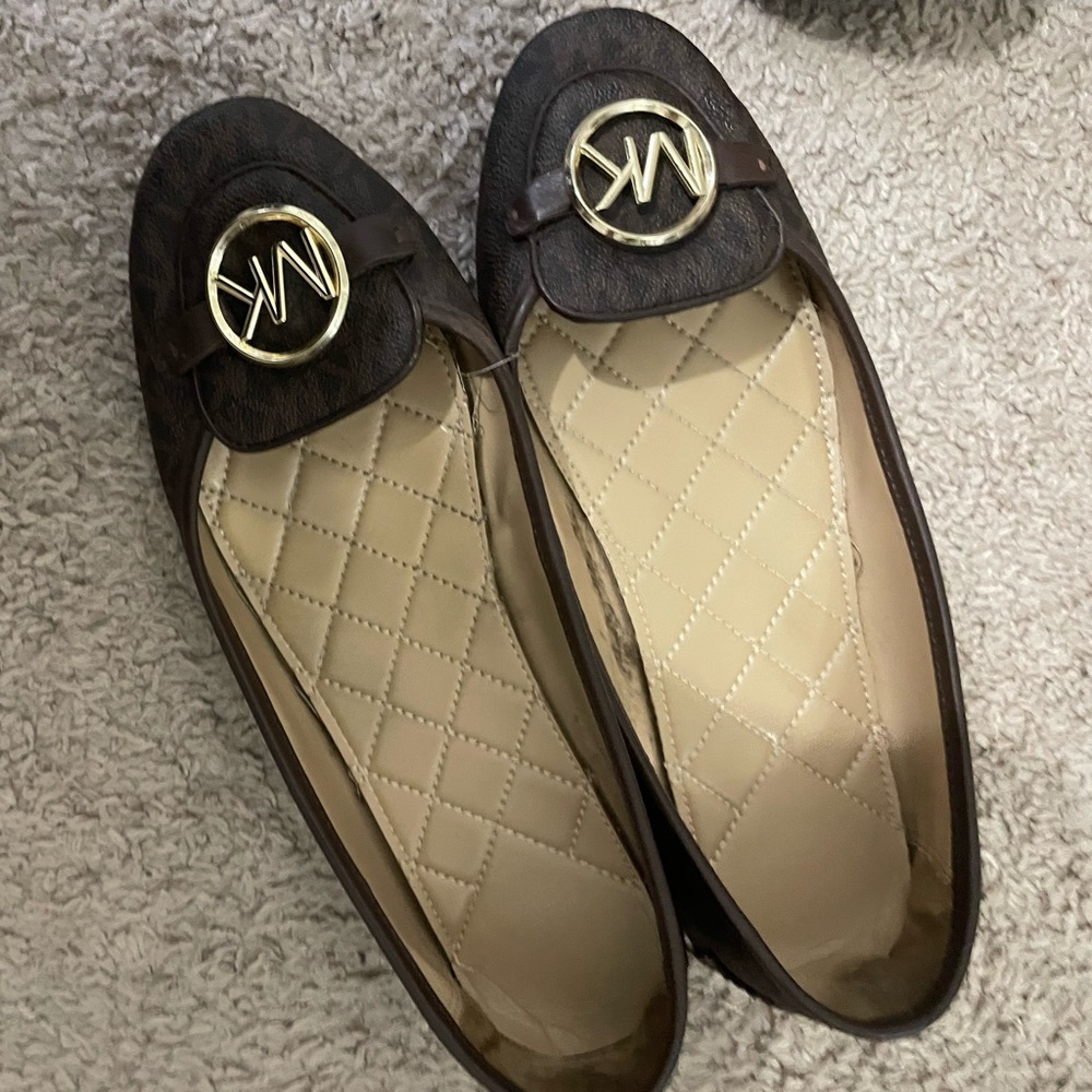 Michael Kors Dark Brown Loafers with Gold Accent